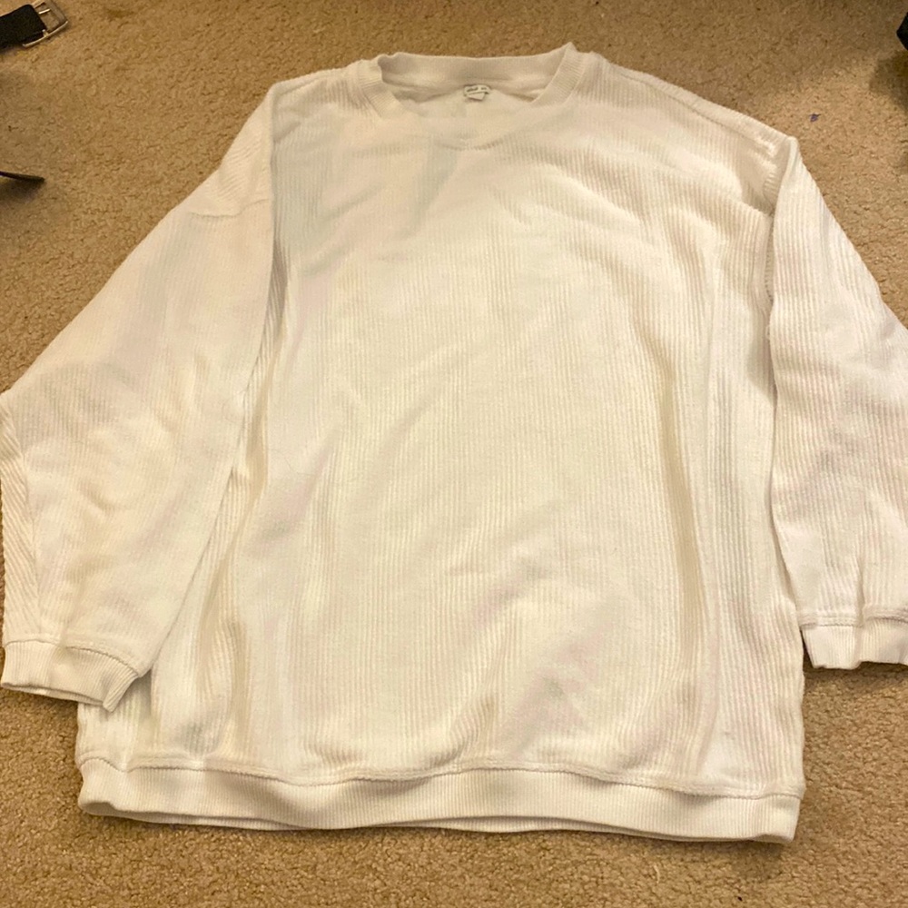 Aerie white ribbed sweatshirt